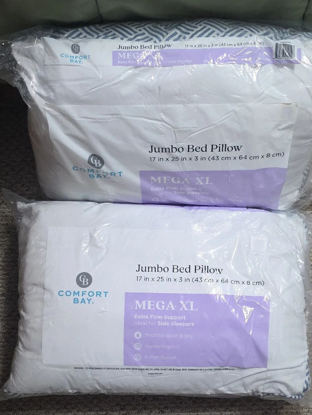 Comfort Bay White Jumbo Bed Pillows (Pack of 2)